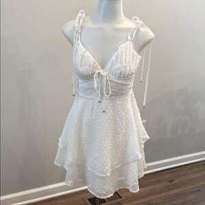 SHEIN Small US 4 White Layered Dress with Swiss Polka Dots